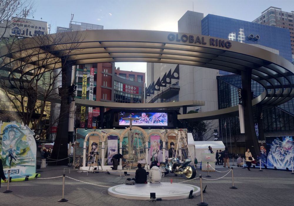 大型懸垂幕を1枚もので制作 会場条件に合わせた加工提案まで対応